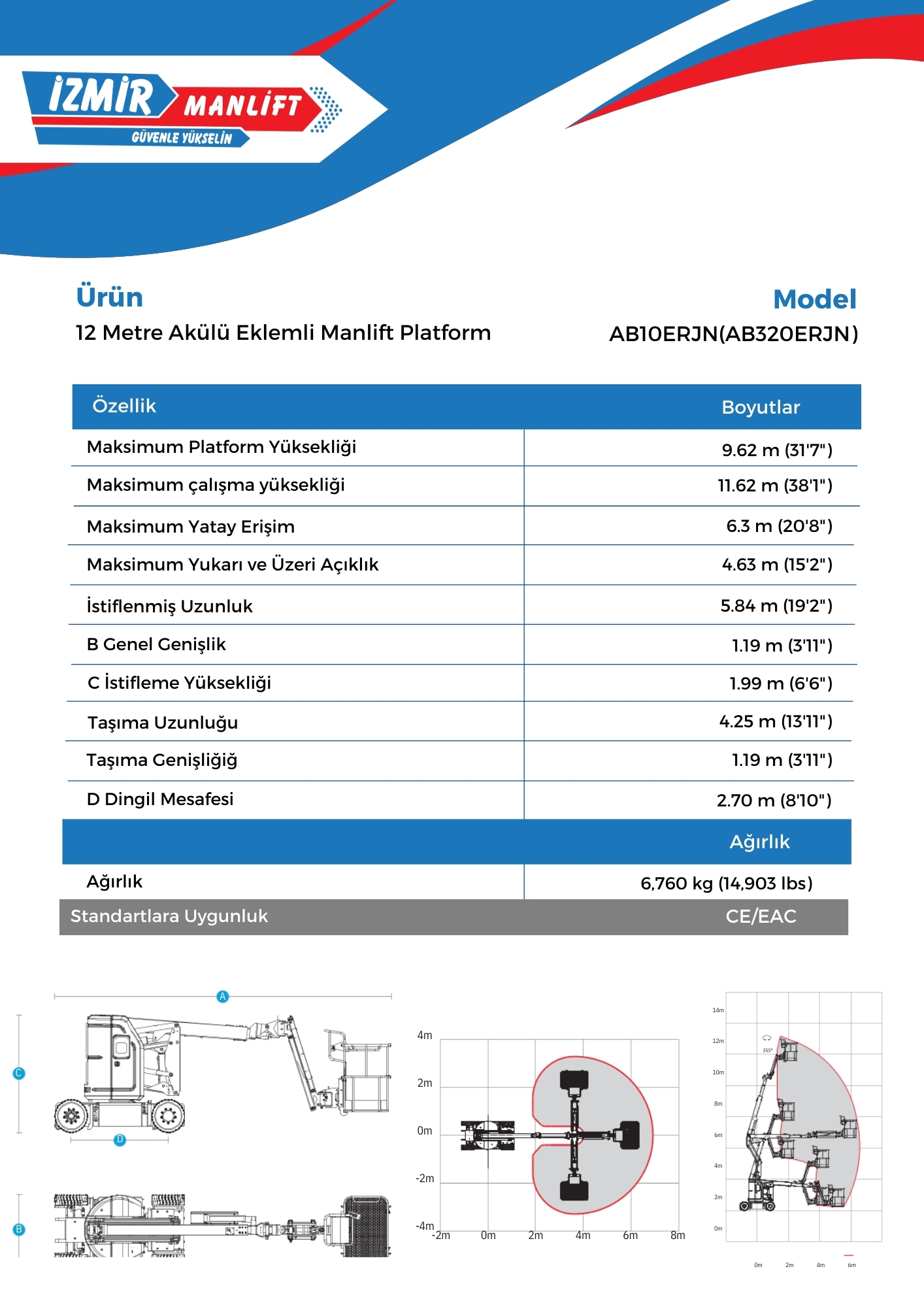 12 Metre Akulu Eklemli Manlift Platform