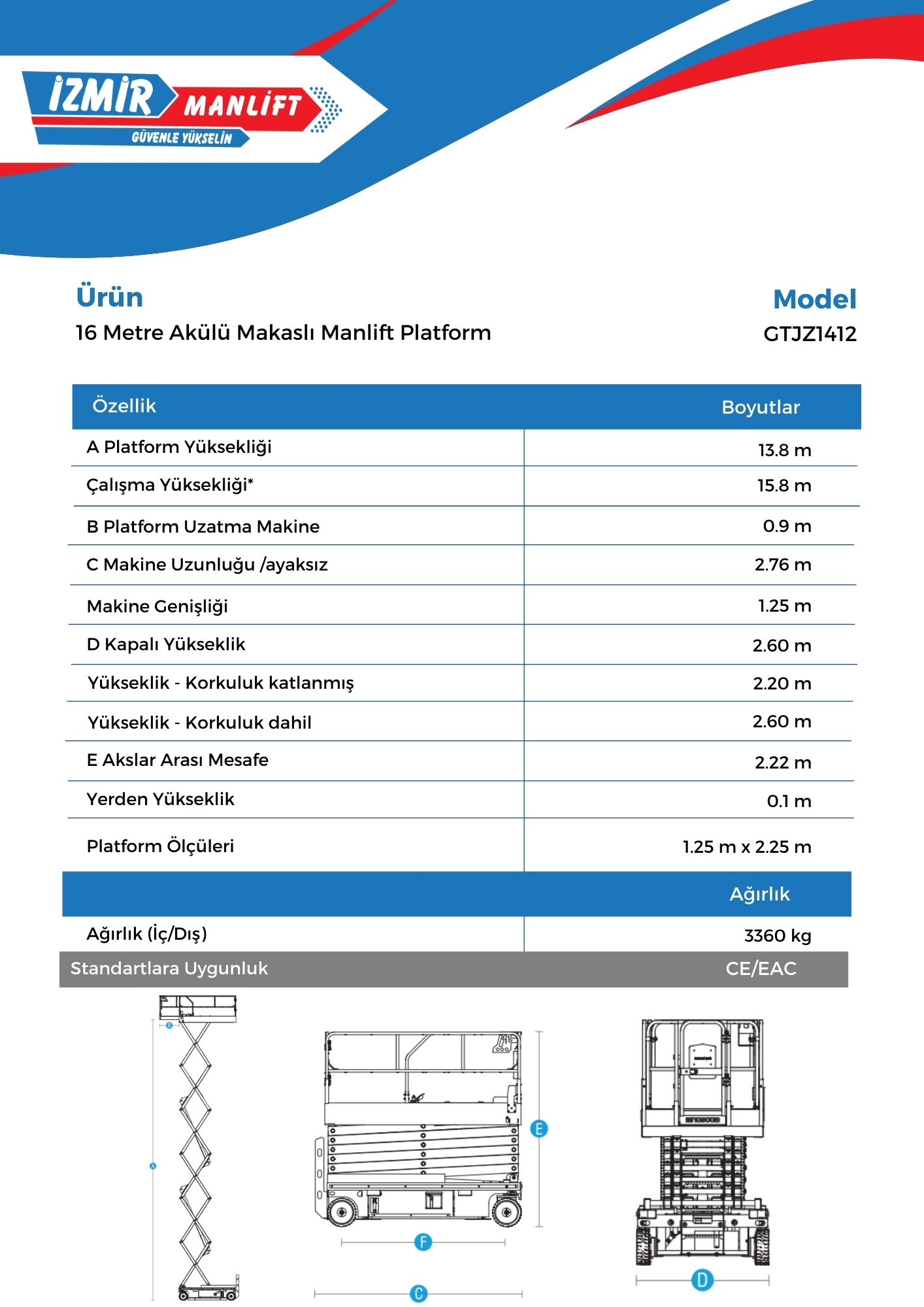 16 Metre Akulu Makasli Manlift Platform