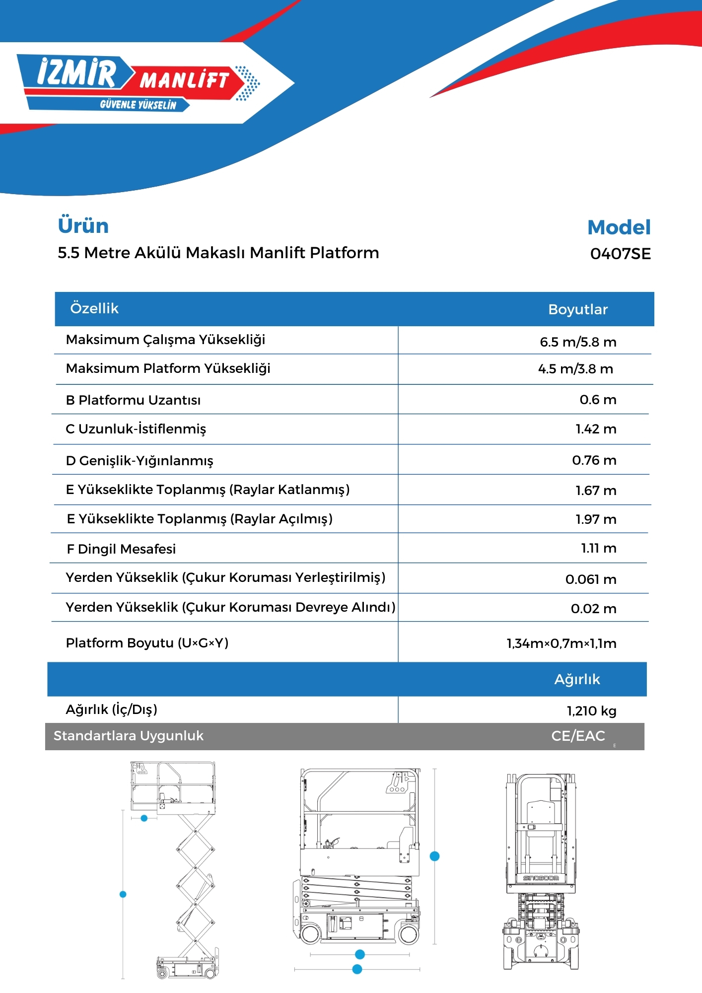 5.5 Metre Akulu Makasli Manlift Platform